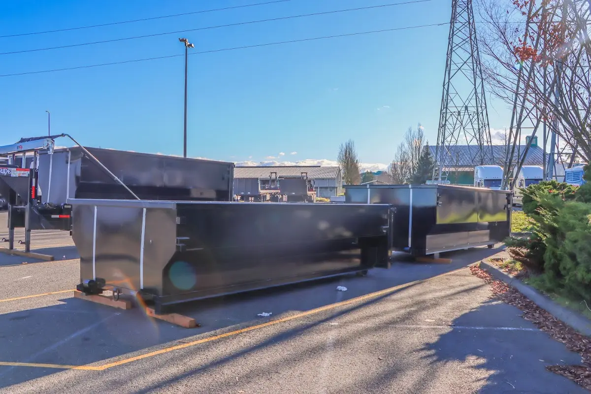 Roll-off dumpster ready for waste disposal at job site for 2 Yard Dumpster Rental in Worth